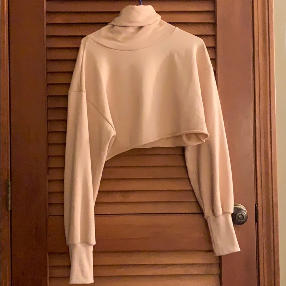 cream crop turtleneck sweater